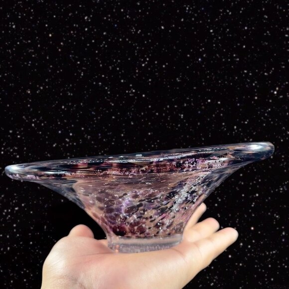 Julia Knight ARGENTO Amethyst Purple Oval Bowl Dish With Silver Flecks Signed - Picture 1 of 16